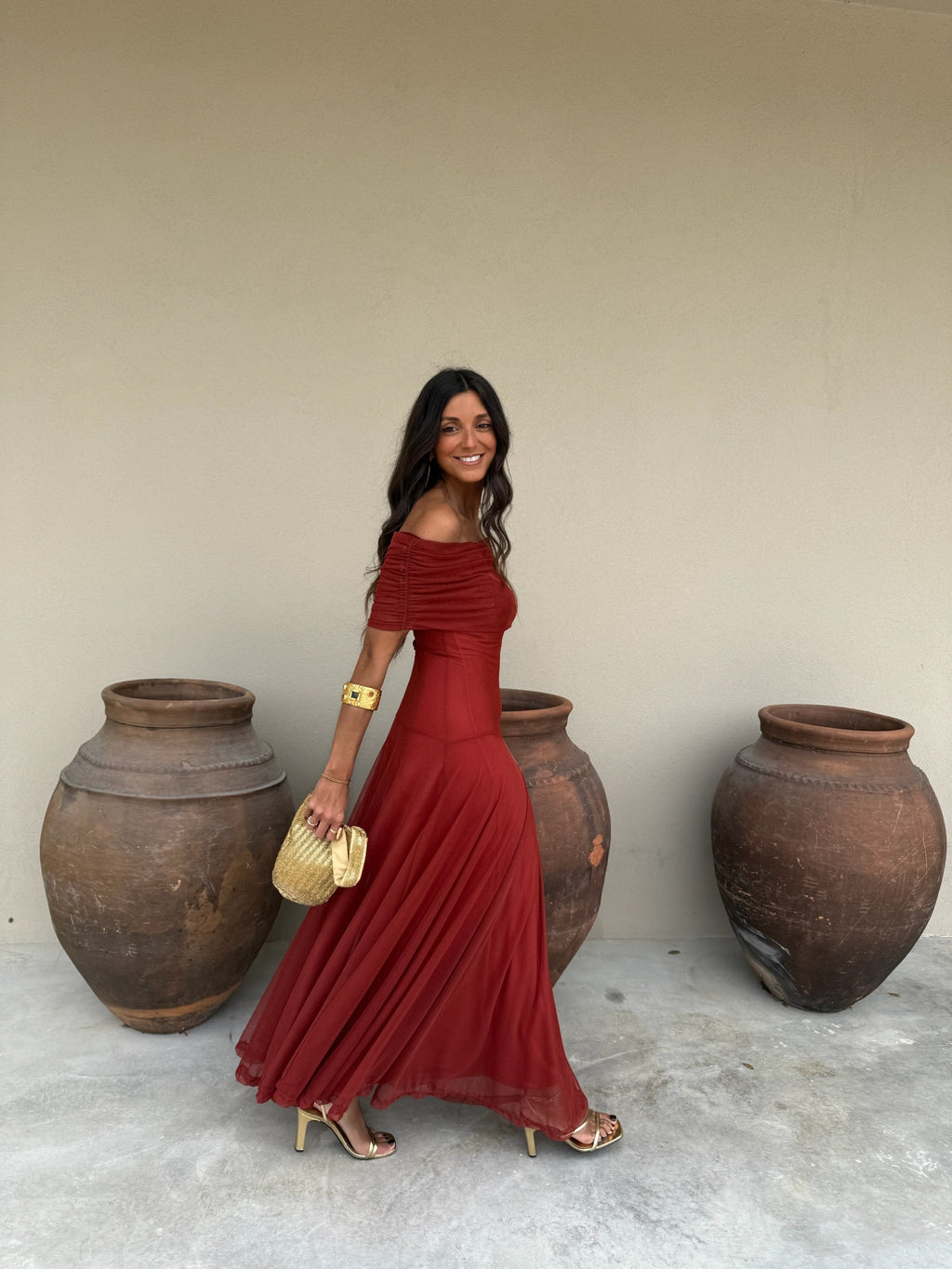 Vestido Toledo en color terracota - Envíos del 04/05 al 11/05