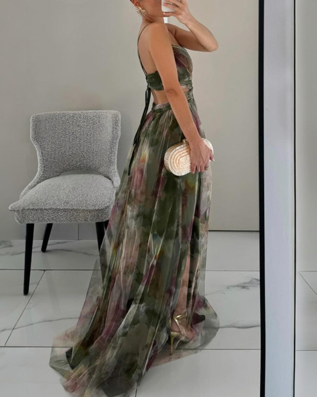 SKY|™ Encantador vestido largo con estampado floral