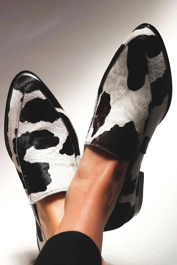Mocasines con estampado de vaca