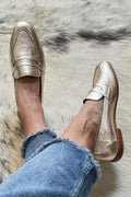 MOCASINES DORADOS BRILLANTES