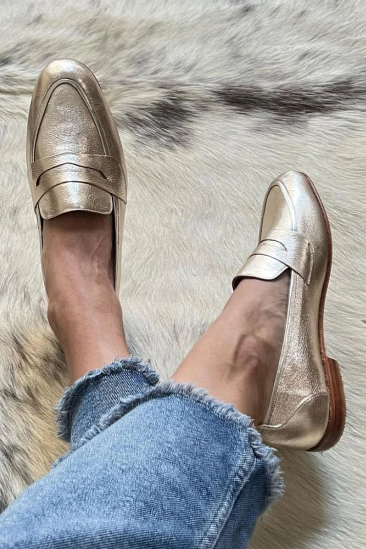 MOCASINES DORADOS BRILLANTES