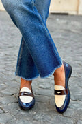 MOCASINES BICOLOR CON BANDA BRILLANTE