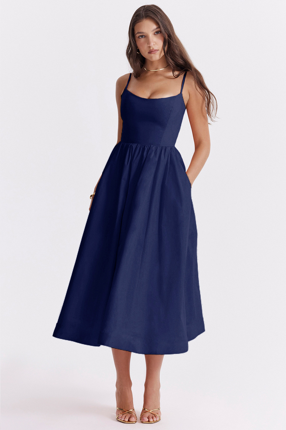 ESTELLE | Élégante robe midi d'été coupe corset