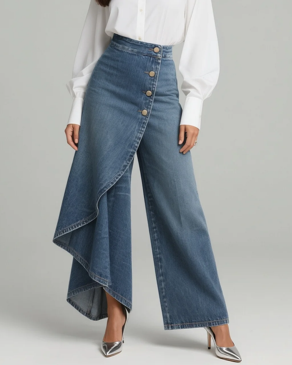 Pantalones envolventes de denim