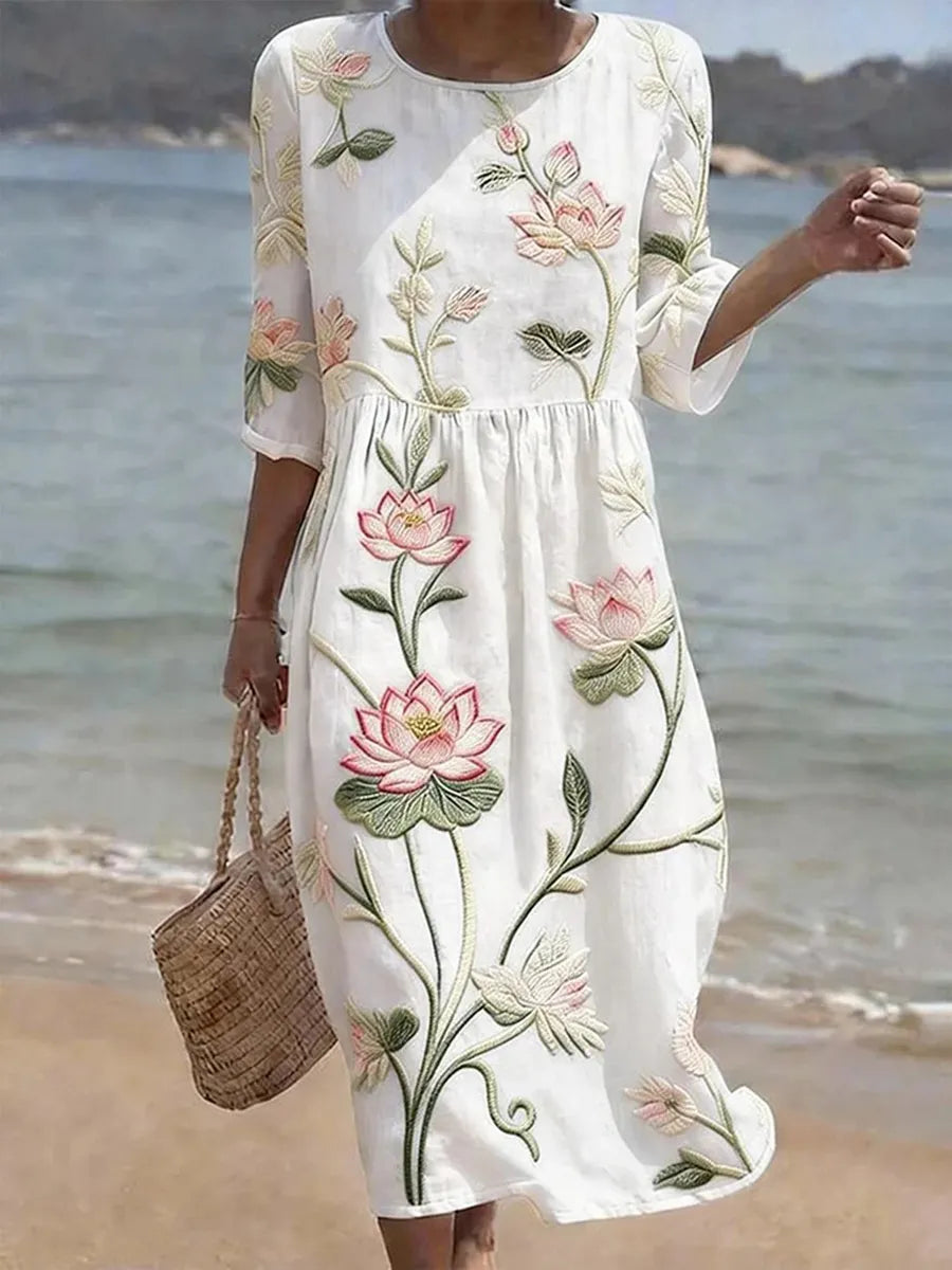 Kayla | Vestito con motivo di piante e fiori