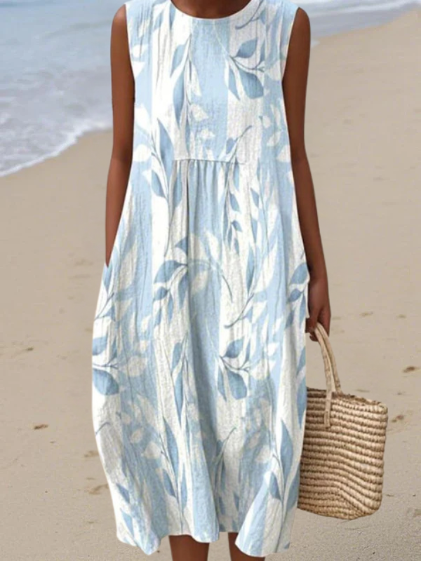 Vestido midi con estampado de hojas Joy™