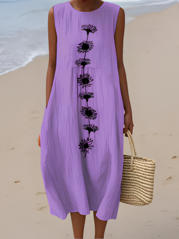 Vestido midi Emma™ Purple Bloom