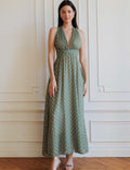 Vestido verde oliva con lunares Orlina