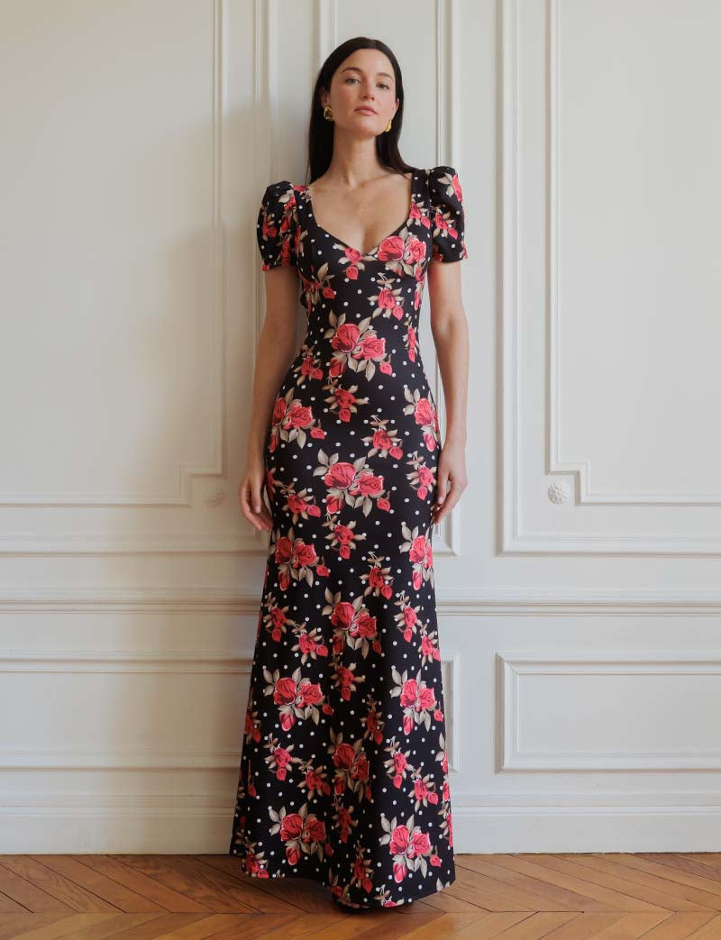 Vestido negro flores Sevilla