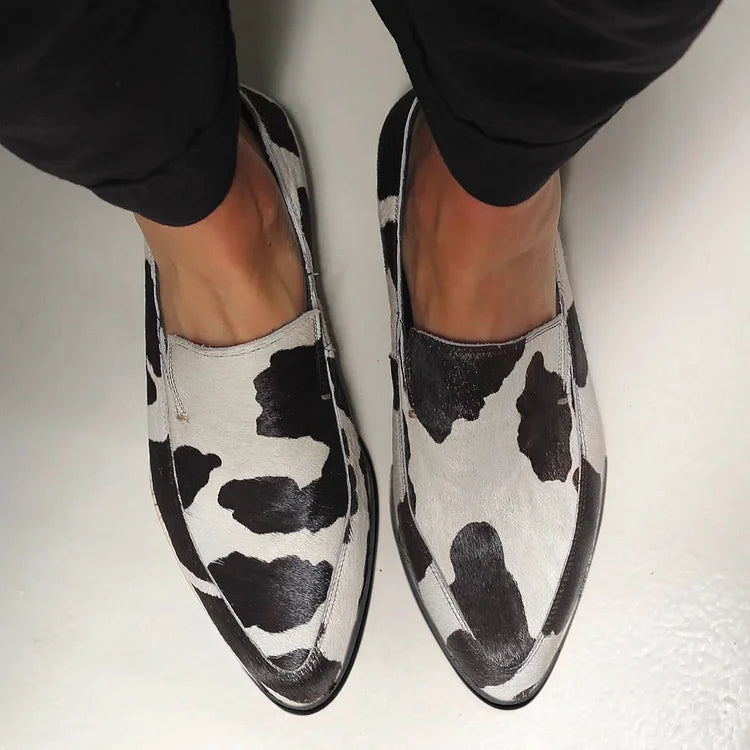 Mocasines con estampado de vaca