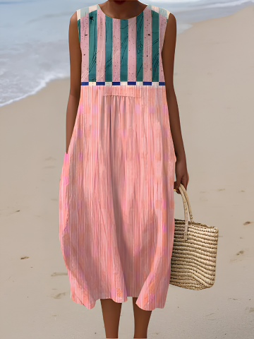 Vestido midi de rayas pastel Lily™