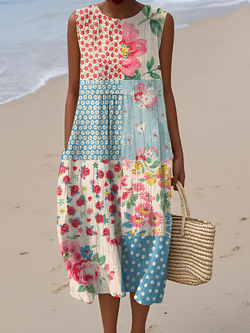 Vestido midi Anna™ Patchwork