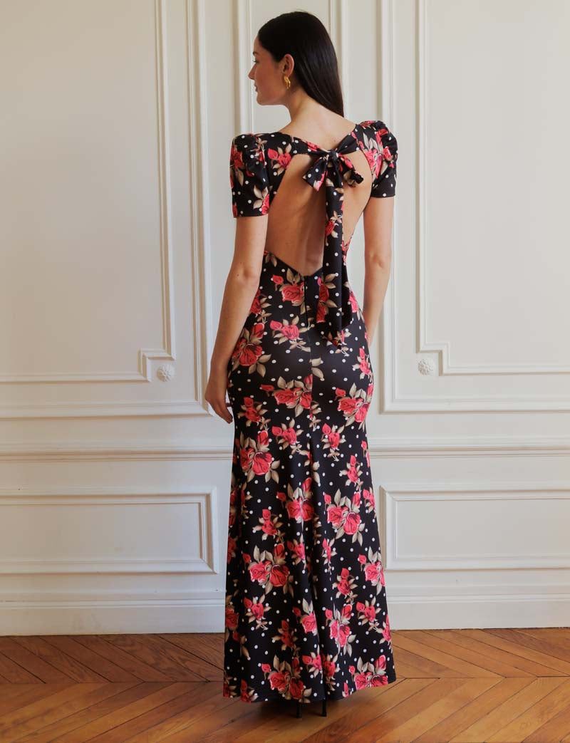 Vestido negro flores Sevilla