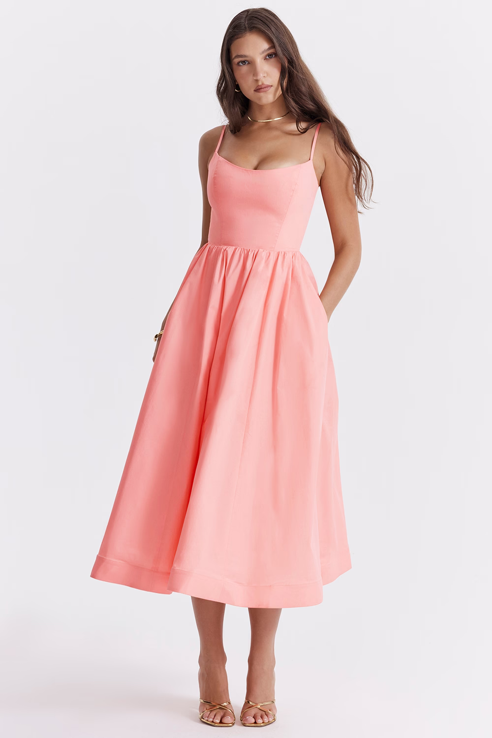 ESTELLE | Elegante vestido midi de verano con corte corsé