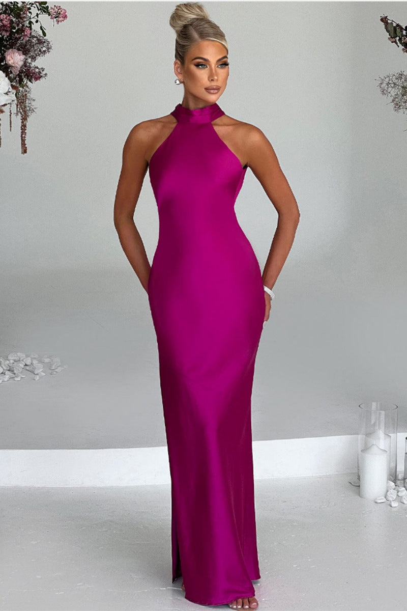 ZEYNEP | Robe longue en satin élégante à col montant