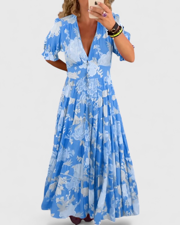 Minelda – Robe florale décolleté en V