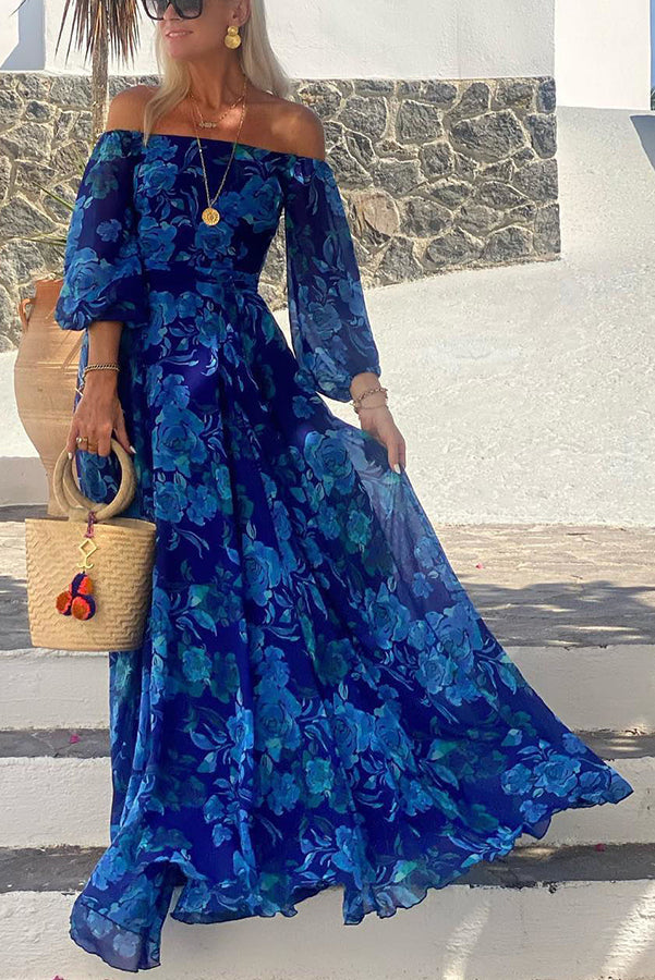 Luna™ | Vestido largo estampado floral con mangas caídas