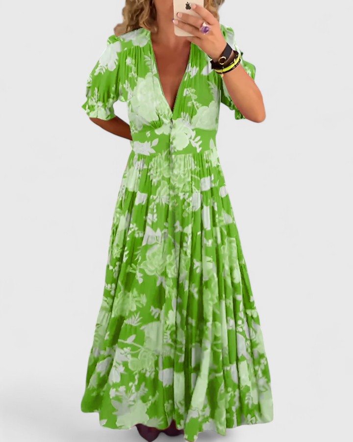 Minelda – Robe florale décolleté en V