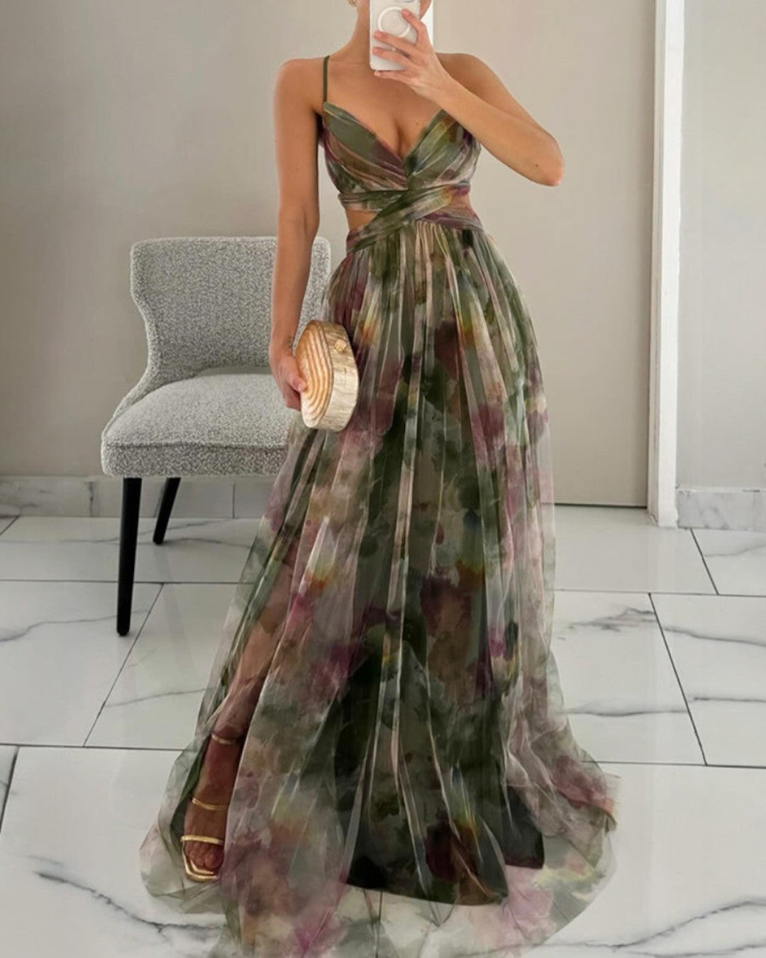 SKY|™ Encantador vestido largo con estampado floral