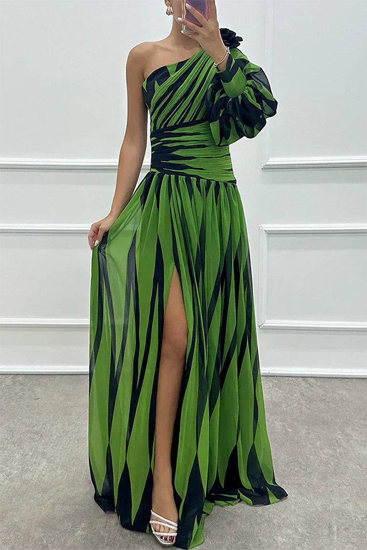 Hazel™ | Elegante vestido largo a rayas con hombros descubiertos
