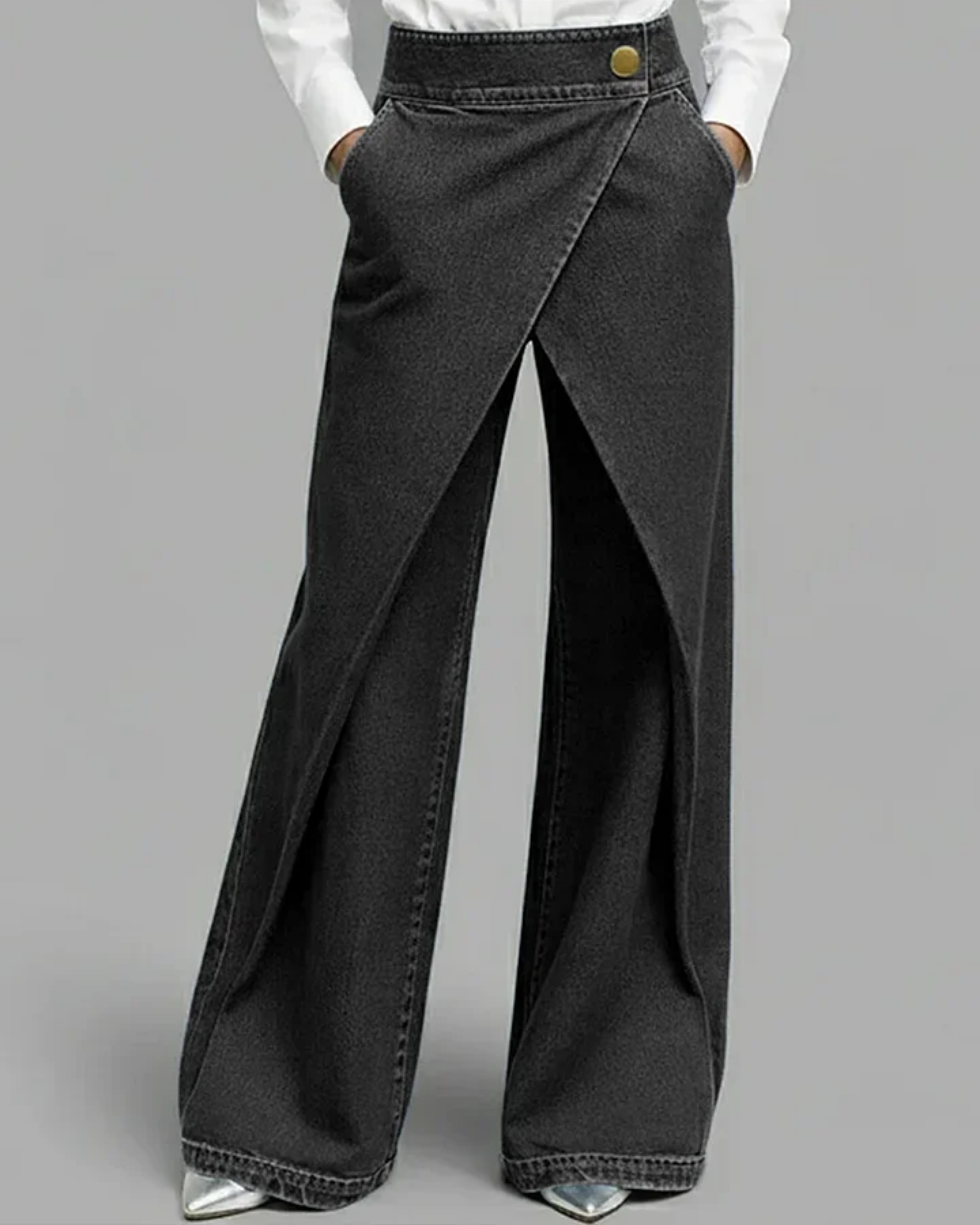 Pantalon portefeuille en jean Noire