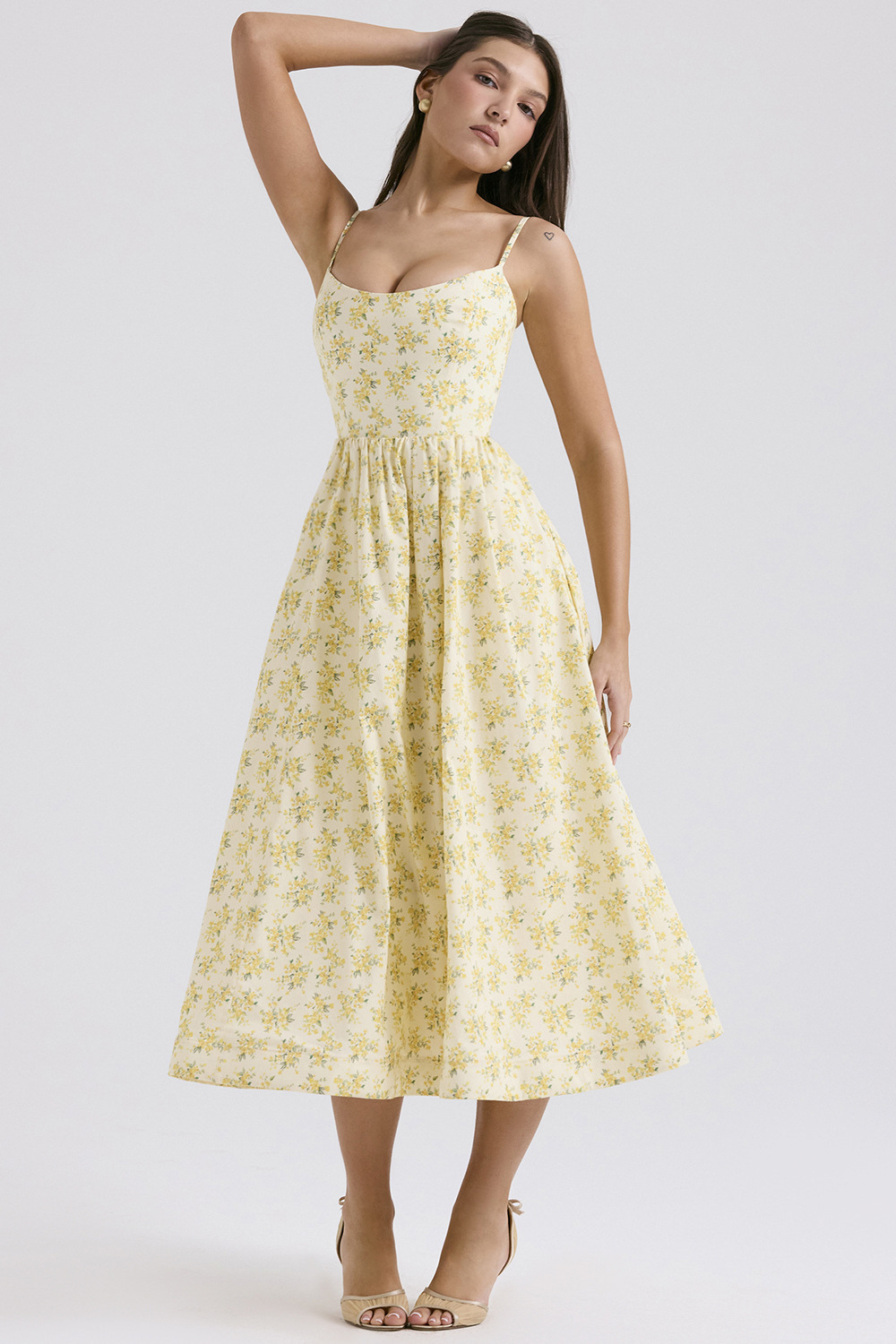 ESTELLE | Élégante robe midi d'été coupe corset
