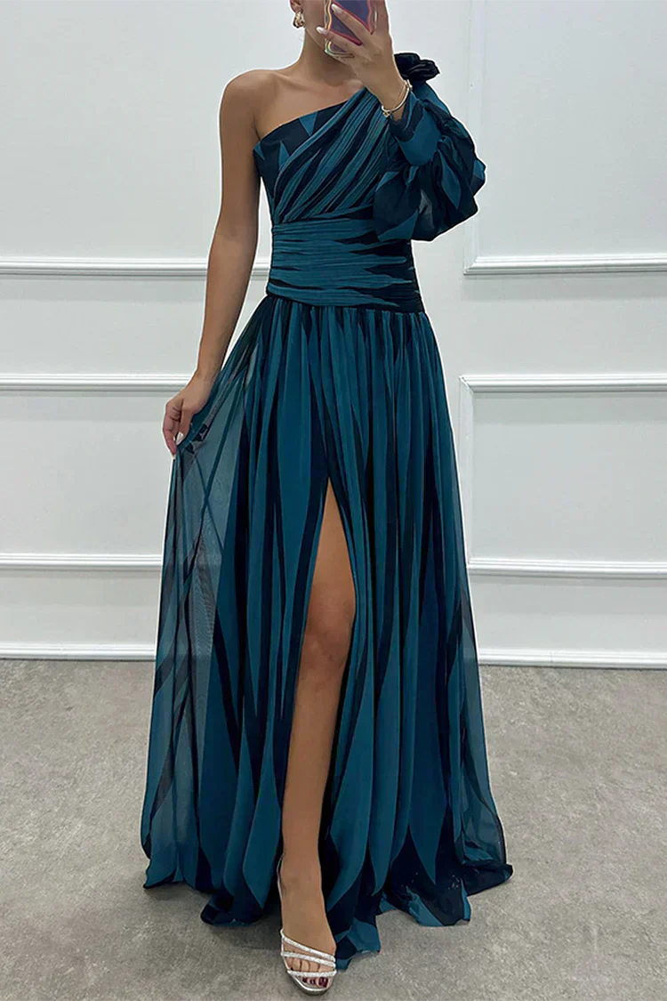 Hazel™ | Elegante vestido largo a rayas con hombros descubiertos