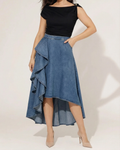 Falda con volantes de denim