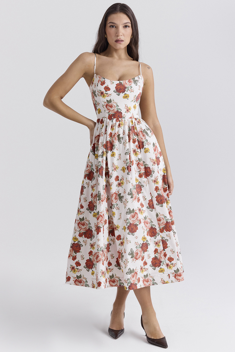 ESTELLE | Élégante robe midi d'été coupe corset