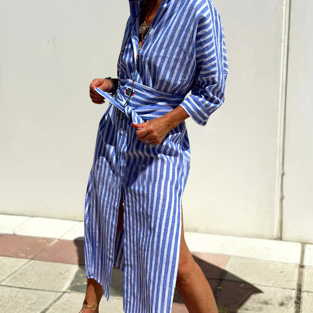 Noa™ | Camisón midi a rayas de estilo informal