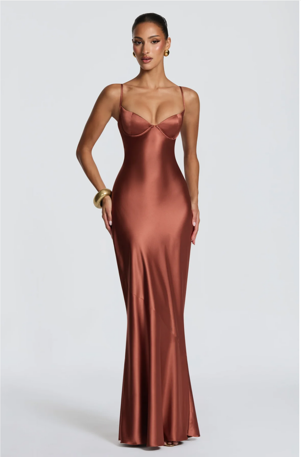 Robe longue Amorette - Orange brûlé