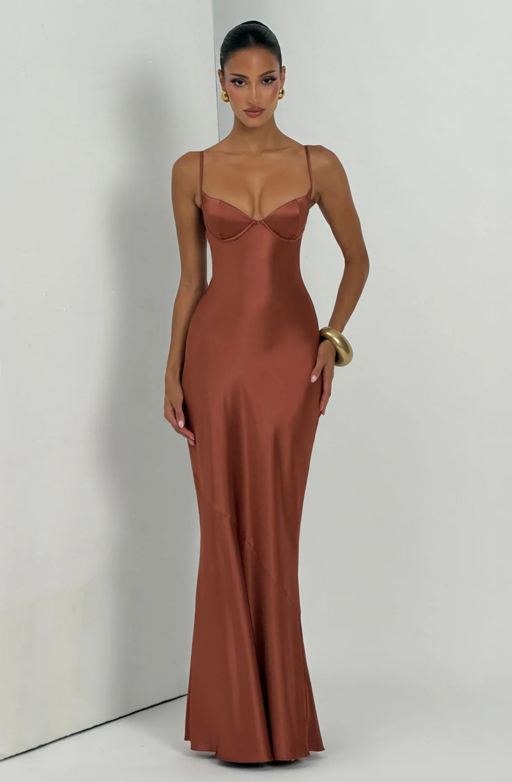 Robe longue Amorette - Orange brûlé