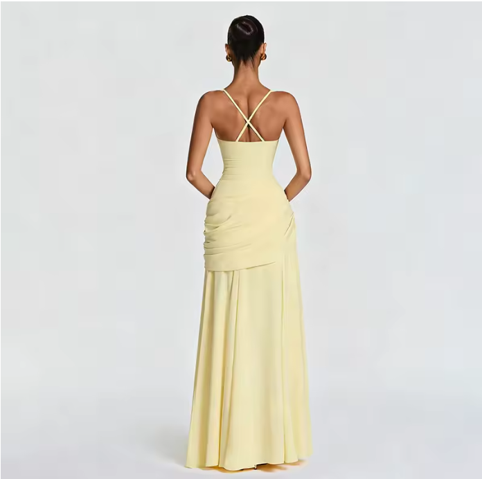 Vestido Sirena Amarillo™ — Tirantes finos y espalda al descubierto