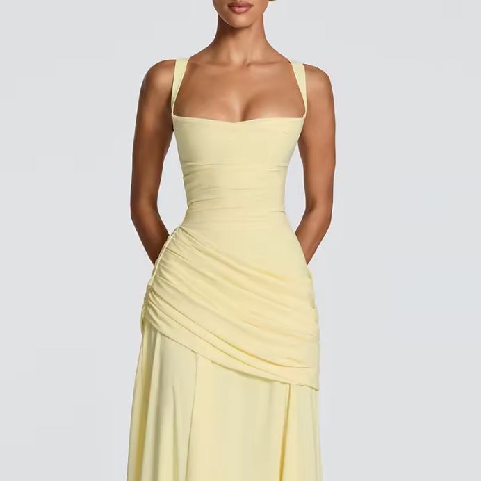 Vestido Sirena Amarillo™ — Tirantes finos y espalda al descubierto