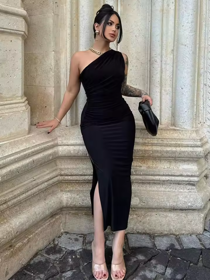 VESTIDO NOIR™ — ELEGANCIA ASIMÉTRICA