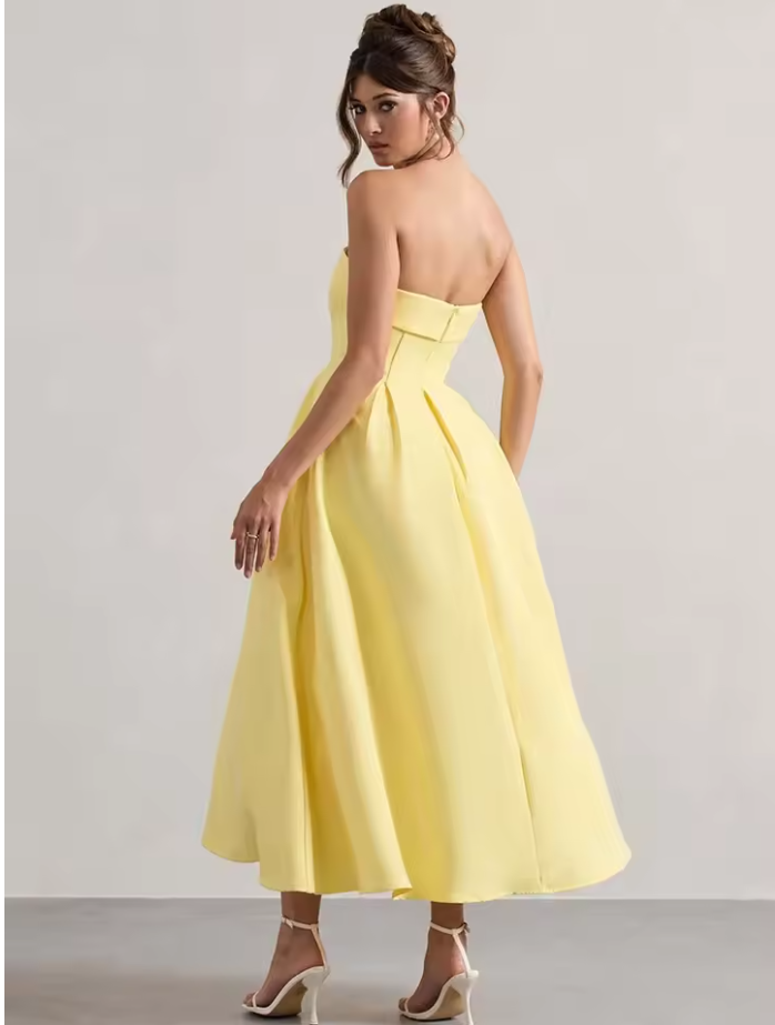 Aura Allure Lemon Bandeau Midi Dress