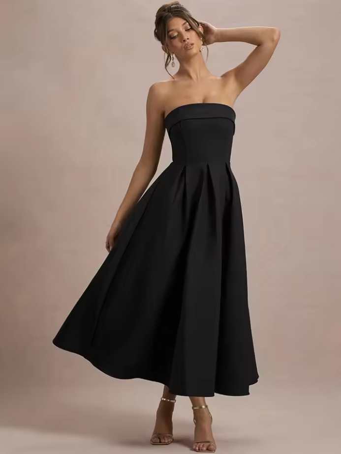 Aura Allure Lemon Bandeau Midi Dress