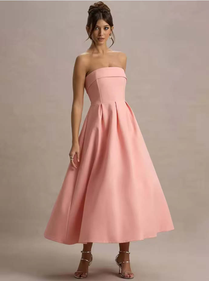 Aura Allure Lemon Bandeau Midi Dress