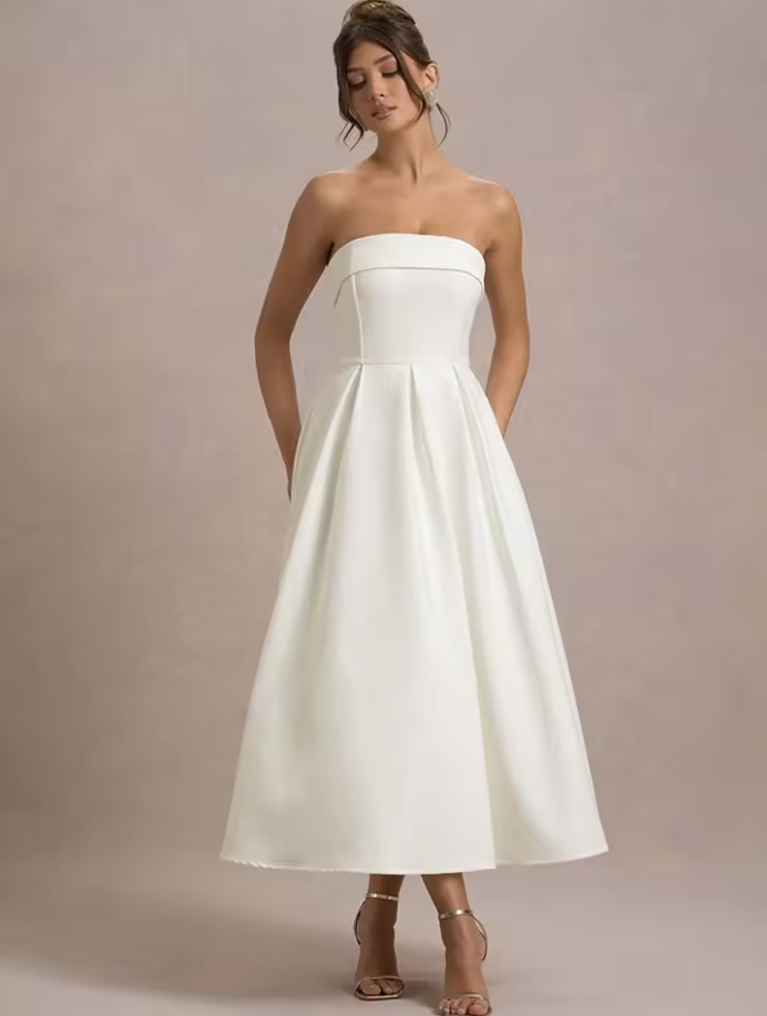 Aura Allure Lemon Bandeau Midi Dress