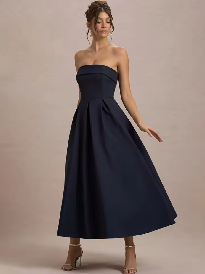 Aura Allure Lemon Bandeau Midi Dress