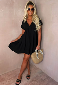 Robe de jour smockée à volants et col en V « Keep Me Cute » couleur kaki