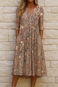 Elise | Vestido midi estampado con escote en V