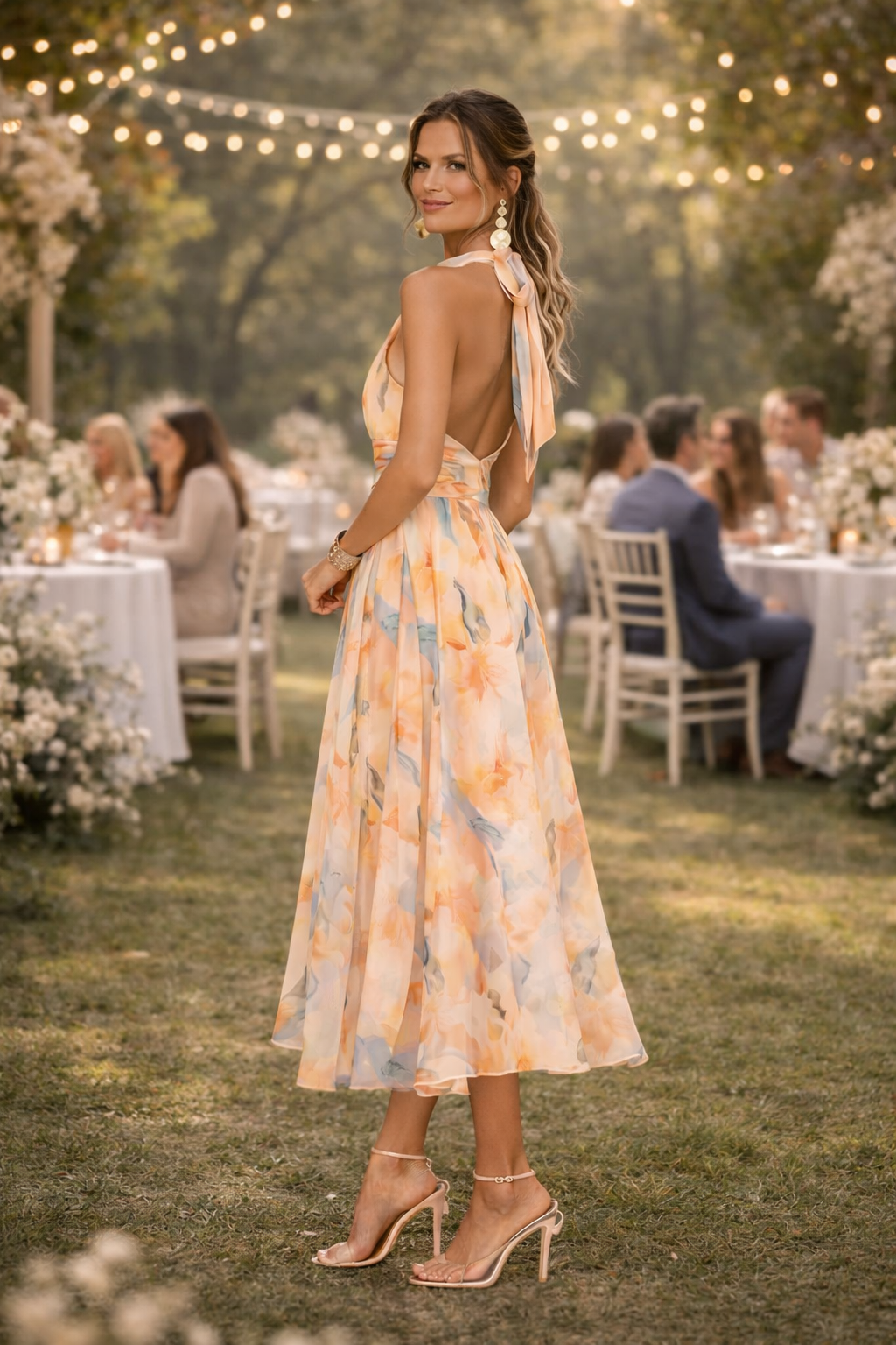 SKY™ | Vestido de Cuello Halter con Estampado de Acuarela