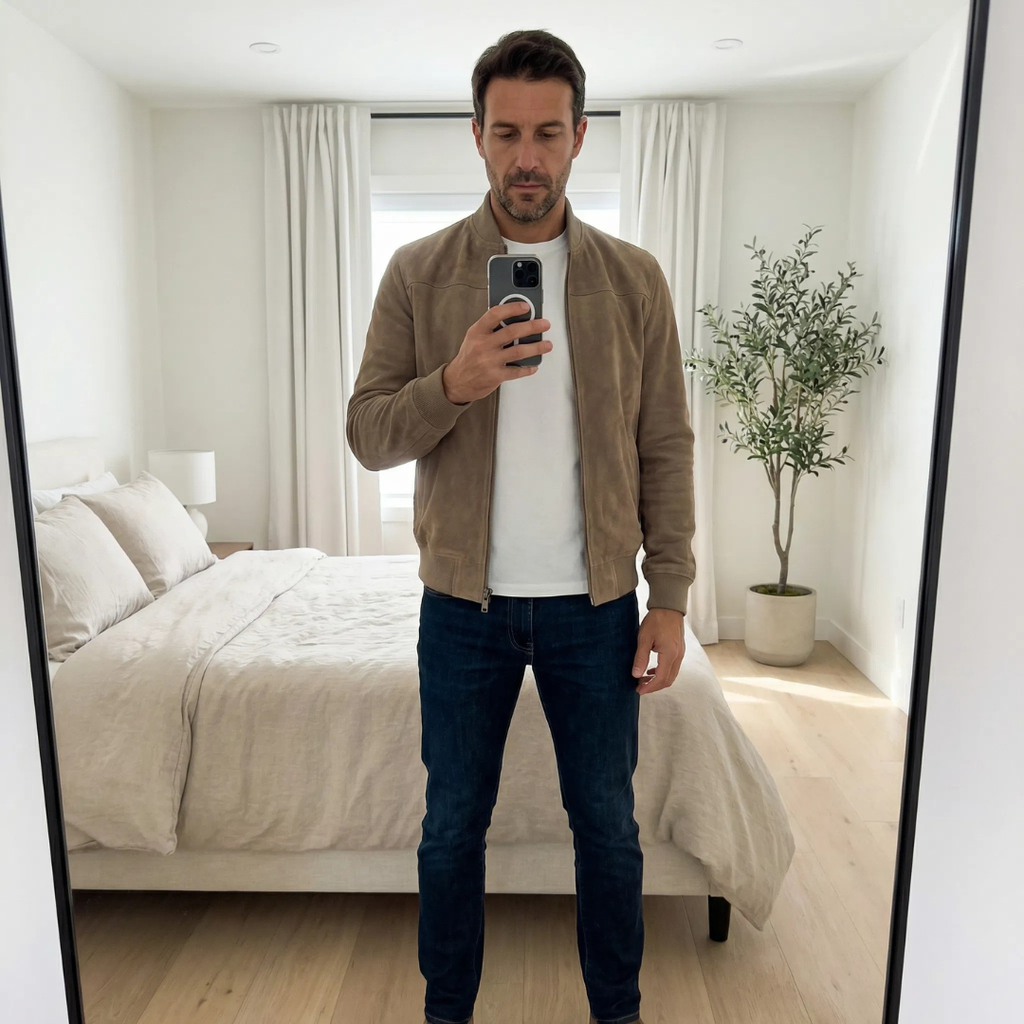 Riviera — Chaqueta bomber de ante