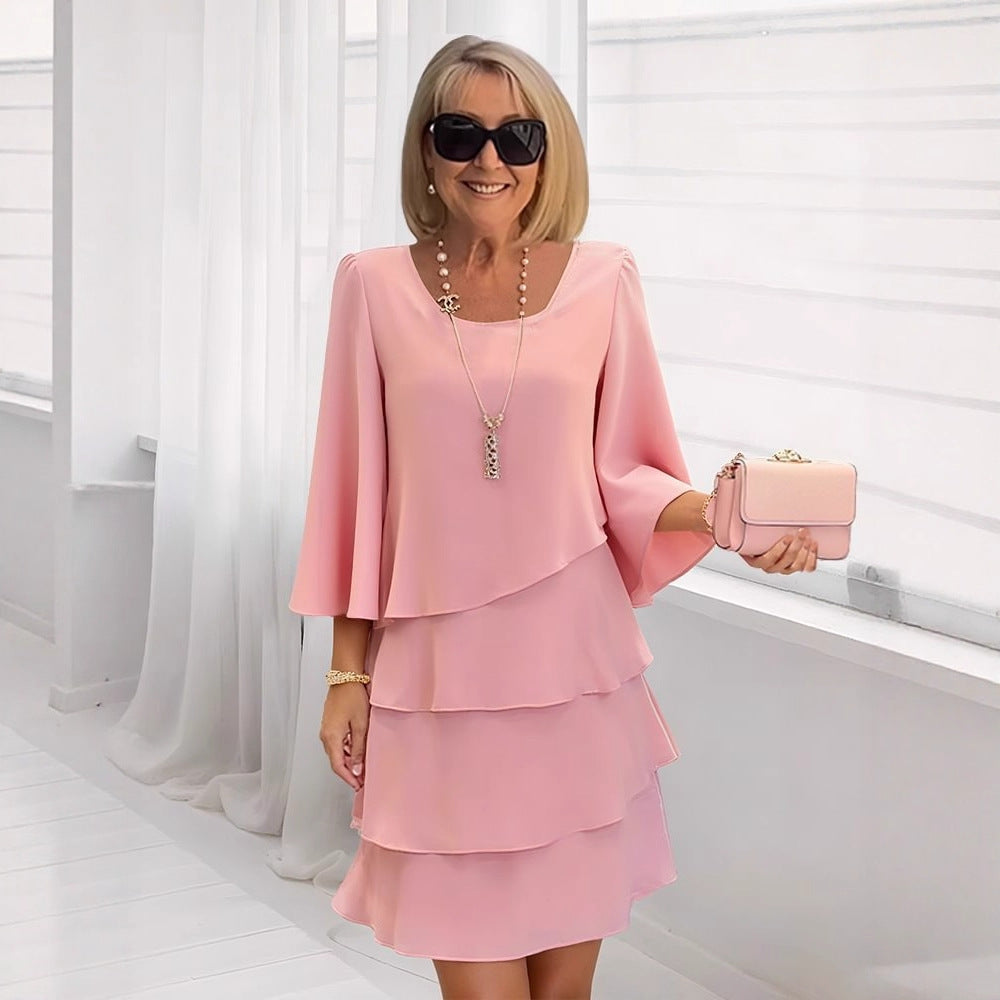 Margaux – Robe midi élégante à volants