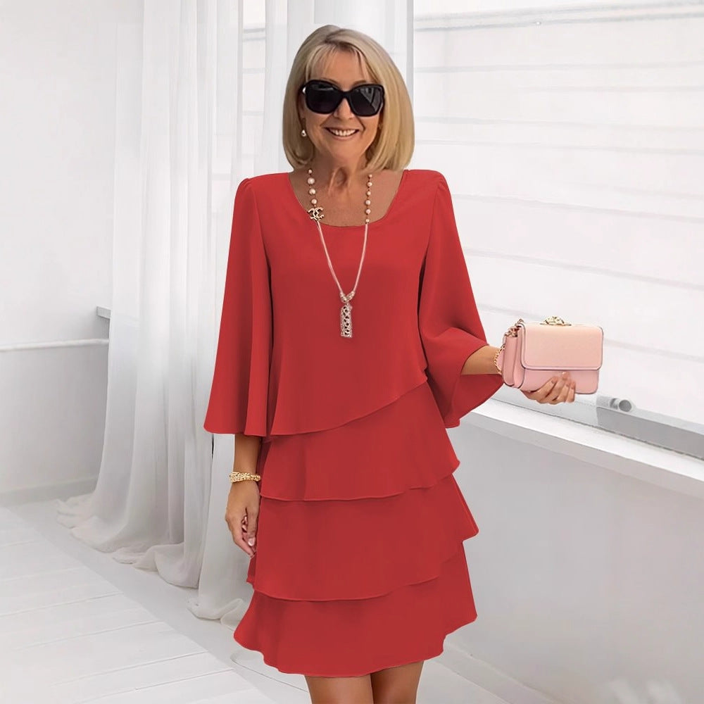 Margaux – Elegante vestido midi con volantes