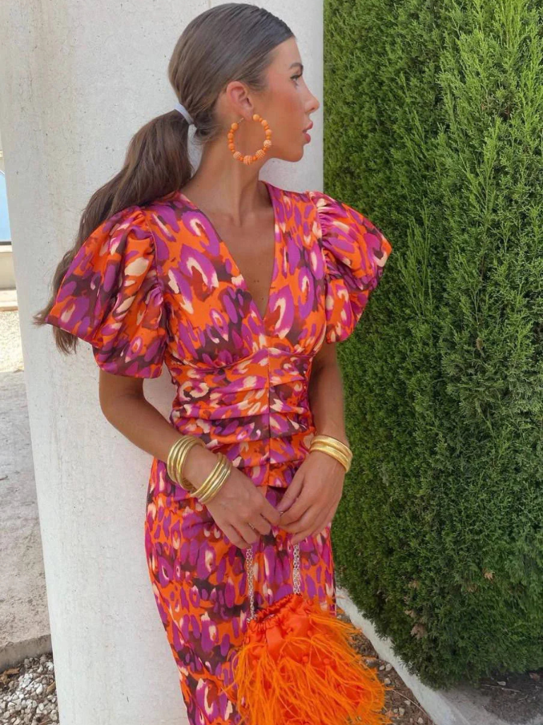 Amelia™ | Vestido midi plisado de colores vivos