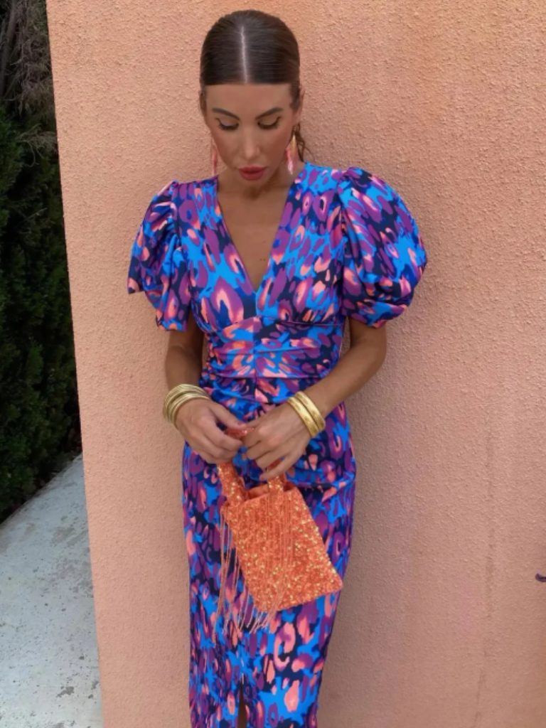 Amelia™ | Robe midi plissée aux couleurs vives