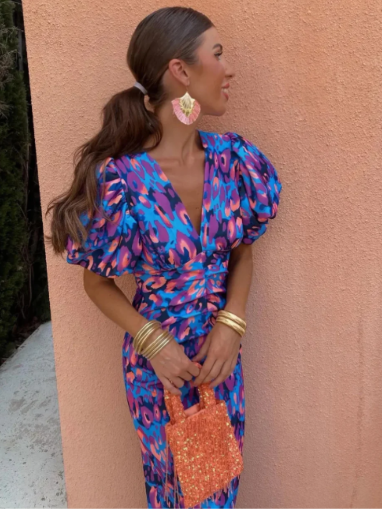 Amelia™ | Vestido midi plisado de colores vivos