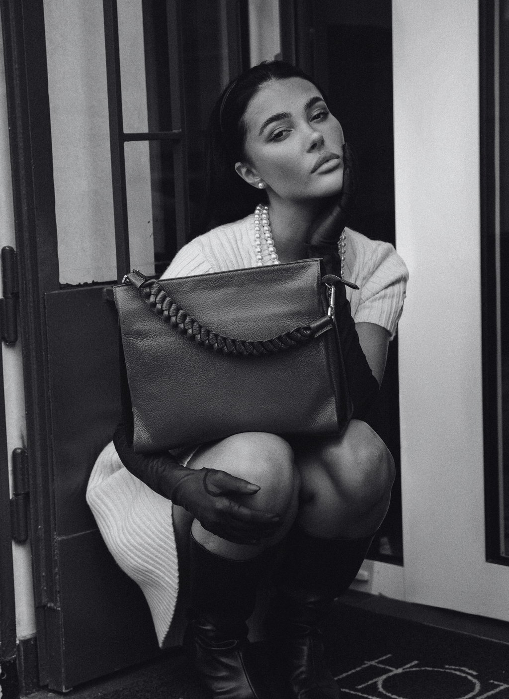 Bolso Braid de piel Dollaro Negro